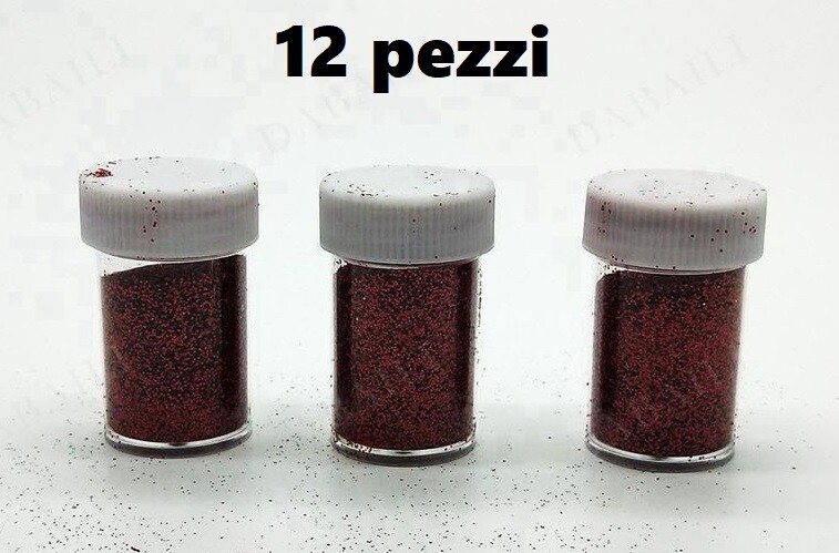 Set 12 Brillantini Glitter Decorazione Porporina Lavoretti Rossa 20g bal