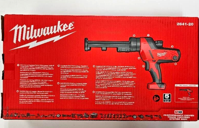 NEW IN BOX Milwaukee 2641-20 10 oz Caulk Gun M18 18 Volt Cordless Adhesive 18V