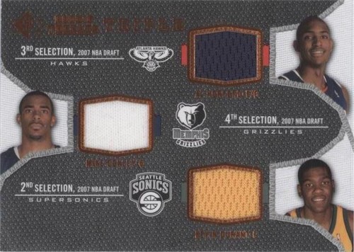 2007-08 SP Rookie Threads - Al Horford/Kevin Durant/Mike Conley #TRT-DHC