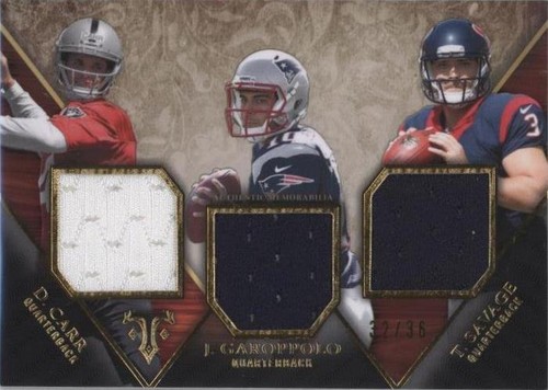 2014 Topps Triple Threads Derek Carr Jimmy Garoppolo Tom Savage #TTRT-6
