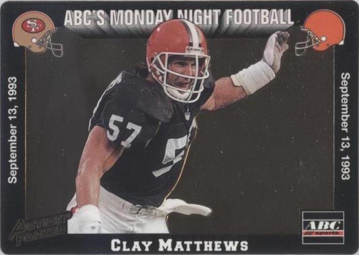 1993 Action Packed Monday Night Football Clay Matthews #8