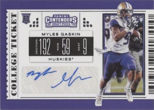 2019 Panini Contenders Draft Picks Myles Gaskin #132