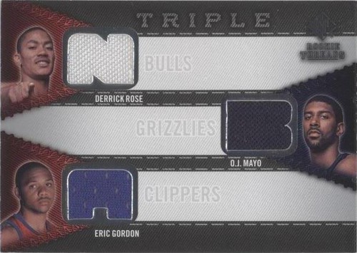 2008-09 SP Rookie Threads - O.J. Mayo/Derrick Rose/Eric Gordon #RTT-MRG