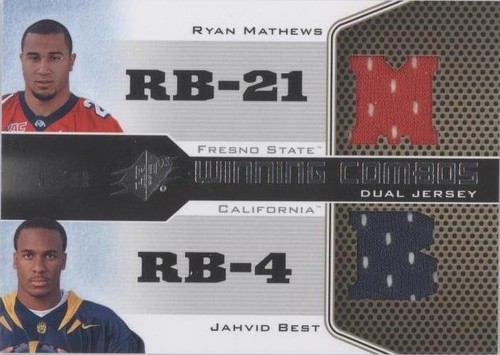 2010 SPx Jahvid Best Ryan Mathews #WC-RJ