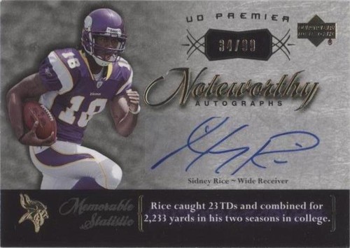 2007 UD Premier Sidney Rice #N-SR
