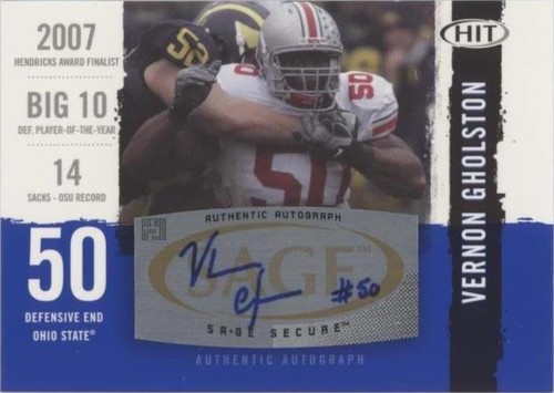 2008 SAGE Hit Vernon Gholston #A50