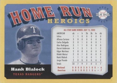 2004 Upper Deck Play Ball - Hank Blalock #HH-HB