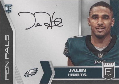 JALEN HURTS 2020 PANINI DONRUSS ELITE PEN PALS ON CARD AUTO