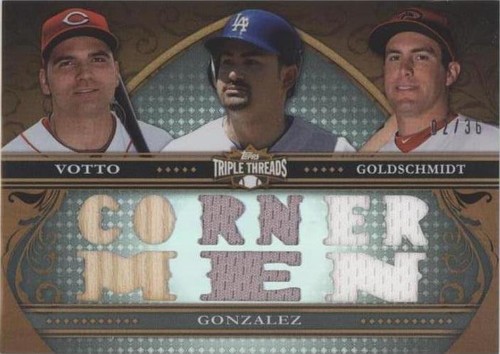 2013 Topps Triple Threads - Adrian Gonzalez Joey Votto Paul Goldschmidt #TTRC-VGG