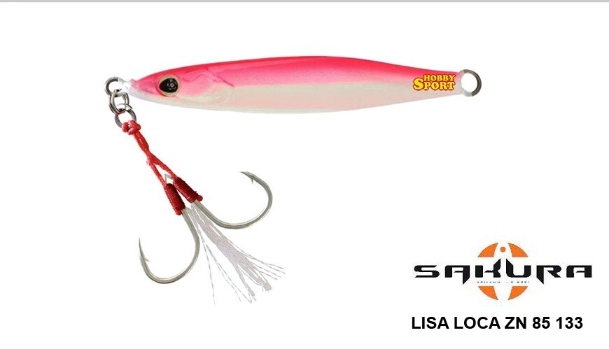SAKURA LISA LOCA 85 ZN RATTLE 30 GR COL. 133 PINK GLOW SILVER METAL JIG SPINNING
