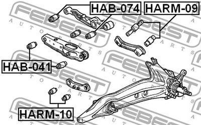 Querlenkerlager FEBEST HAB074 für CIVIC EH HONDA CRX EG hinten unten 4 ED EC EE