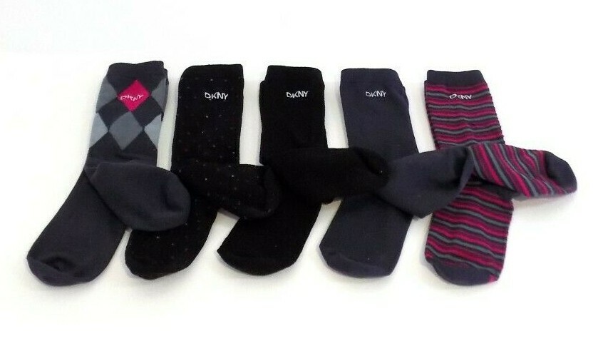 DKNY 5 Pack Casual Dress Socks, Trouser Socks, Multicolor, Fits Womens Sizes 5-9