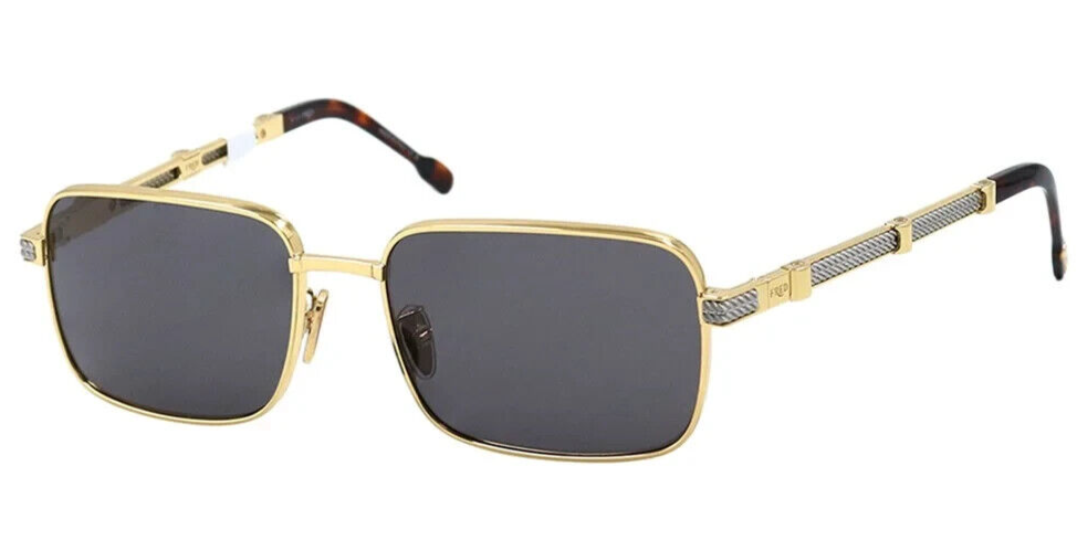 Pre-owned Fred Fg40035u 16v Polished Silver-gold/blue Lens Authentic Sunglasses 59-18 In Brown