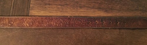 Vintage HAND TOOLED Belt Rare 70s 80s Original LEATHER Tony Belt Buckle