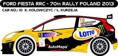 DECALS 1/43 FORD FIESTA RRC - #10 - HOLOWCZYC - RALLYE POLOGNE 2013 - D43252