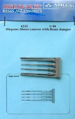 AIRES HOBBY 1/48 HISPANO 20MM CANNONS W/FLAME DAMPER 4 D 4335