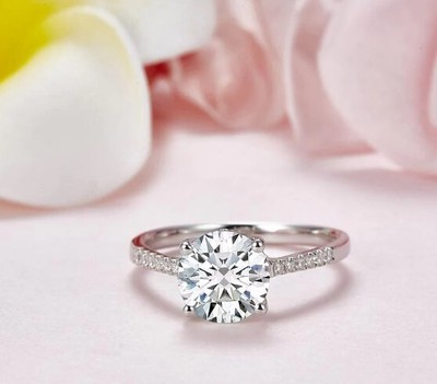 IGI Certified 2.11TCW Round Lab Grown CVD Diamond 14K Gold Solitaire Accent Ring