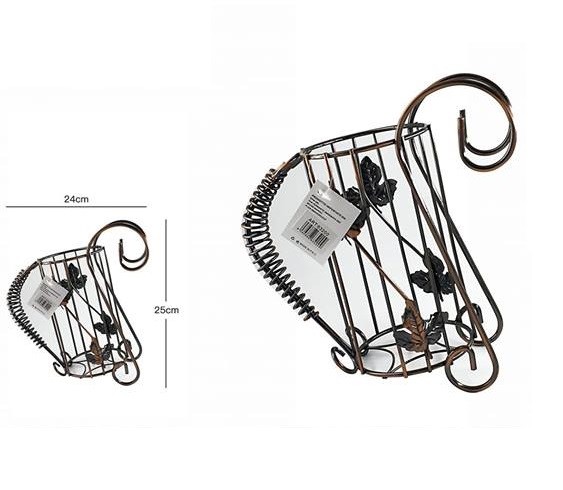 Porta Bottiglia Portabottiglia Vino Spumante Foglie Metallo Bronzato dfh