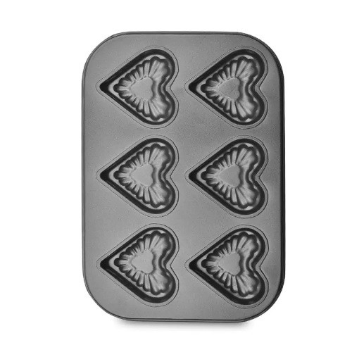 Stampo Teglia Vassoio Antiaderente 6 Muffin Cupcake Dolci Budino Cuori dfh