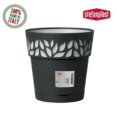 VASO FIORIERA CON RISERVA D'ACQUA CLOE Ø 20 cm GRAFITE GRIGIO ANTRACITE