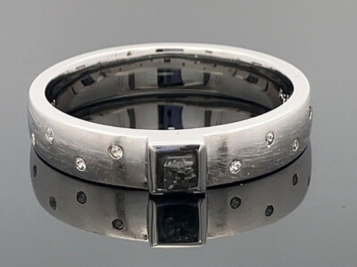 SCHMUCKJAGD RING GR.18 (CA.56) AUS 925/-SILBER RHOD. MIT ROHDIAMANT & ZIRKON