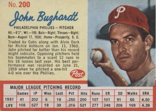 1962 Post - John Buzhardt #200