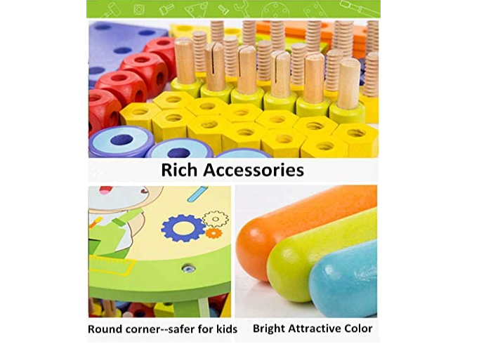 Wooden Kids Workbench Pretend Tool Play Bench Building 
