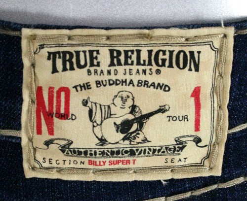 Pre-owned True Religion Jeans Women's Billy Super T Straight Retribution Natural Stitch In Blue