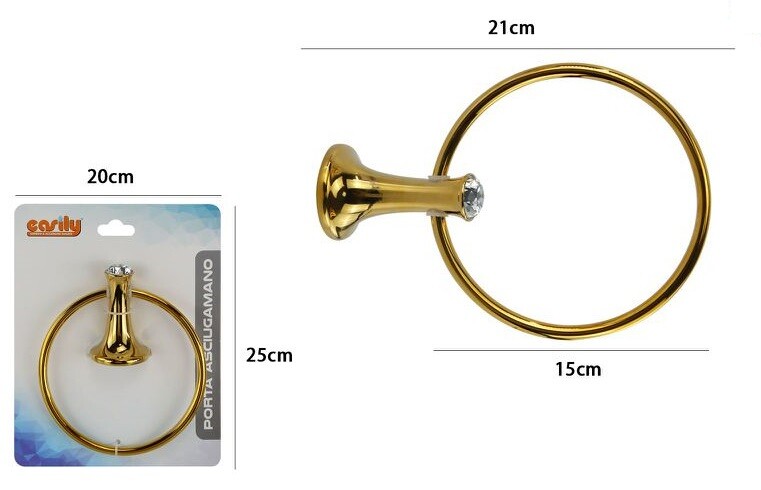 Anello Cerchio Porta Asciugamano Moderno Fissaggio a Parete Bagno Dorato dfh