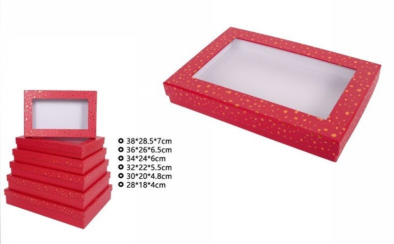 Set 6 Pezzi Scatole Box Regali Varie Misure Matrioska Rettangolari Rosse dfh
