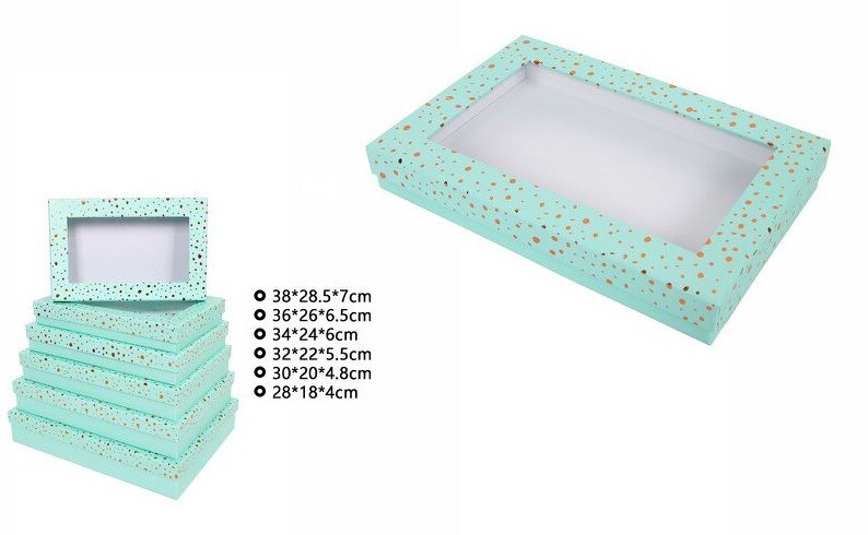 Set 6 Pezzi Scatole Box Regali Varie Misure Matrioska Rettangolari Celeste dfh