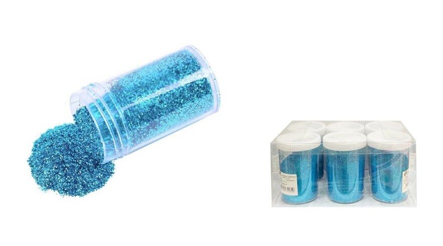 Set 6 Pz Brillantini Glitter Azzurro Decorazione Porporina Polvere 100g cir