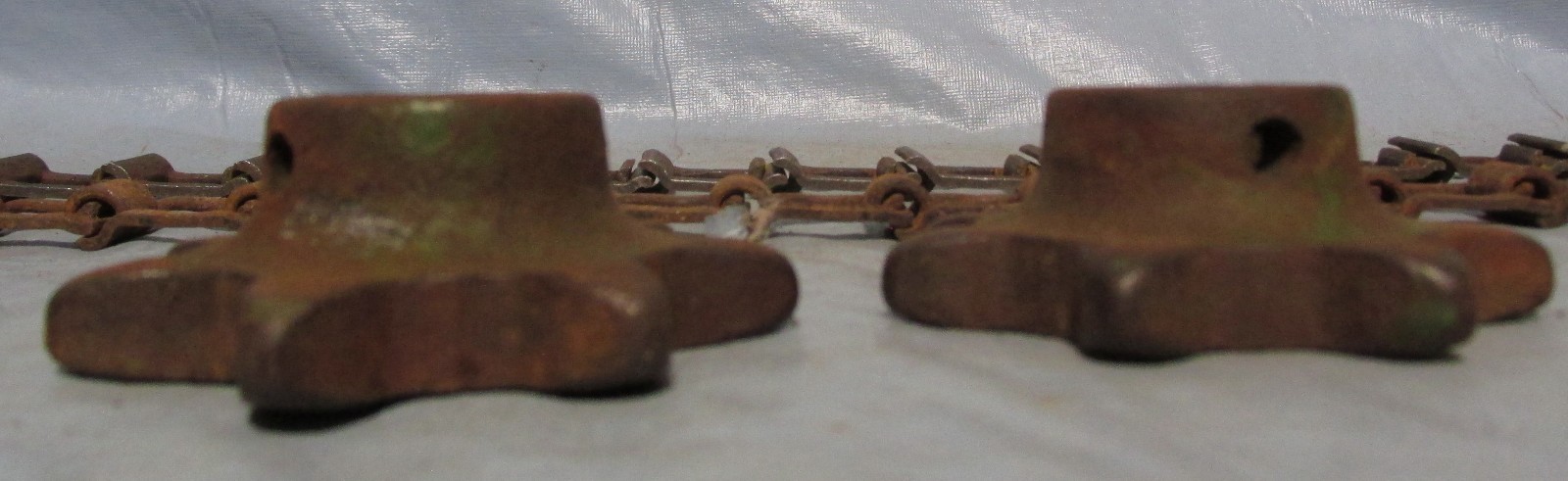 Antique Industrial Cast Iron Gears Chain Square Small Link Farm Steampunk Art