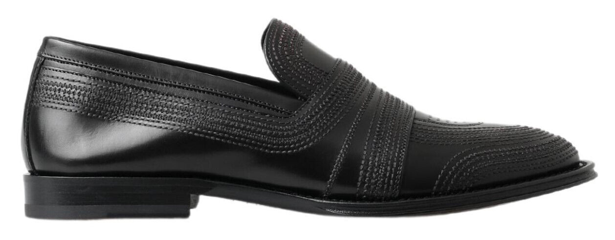 DOLCE & GABBANA Обувь Черные кожаные тапочки-лоферы с прошивкой EU39/US6 Рекомендуемая розничная цена 1100 долларов США