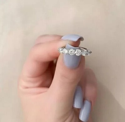 1.50 Ct Round Lab Created Diamond Women's Anniversary Band 925 Sterling Silver