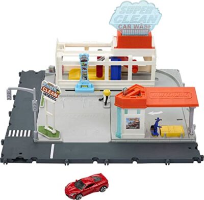 Mattel Cars Playset,Action Drivers Super Clean Car Wash with 1 Toy Chevrolet ...