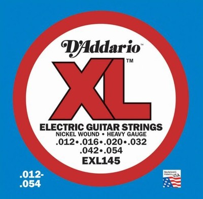 D'Addario Nickel Wound Electric Guitar Strings Heavy, 12-54 with Plain Steel 3rd