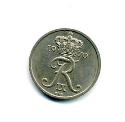 Vintage 1970 Denmark 10 Ore Coin World Money