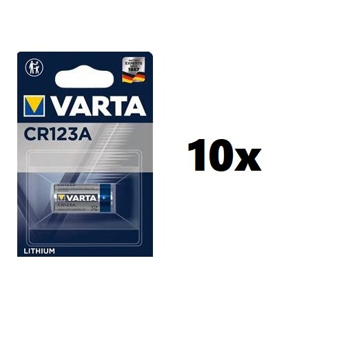 Confezione 10 Pile Batterie Varta Alcaline Cr123a hsb