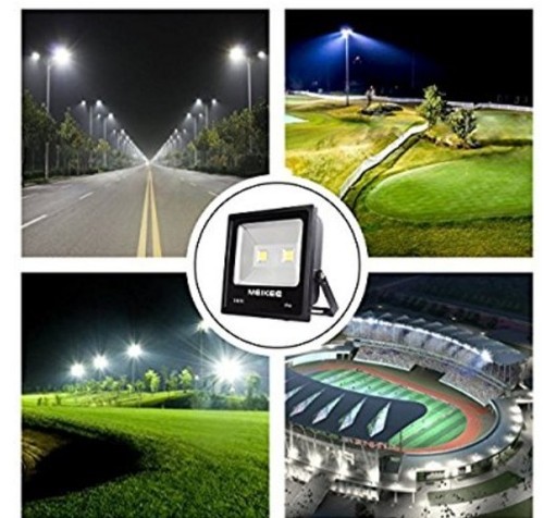 Meikee 100W Outdoor LED Flood Lights, 10500 Lumen, Daylight White.