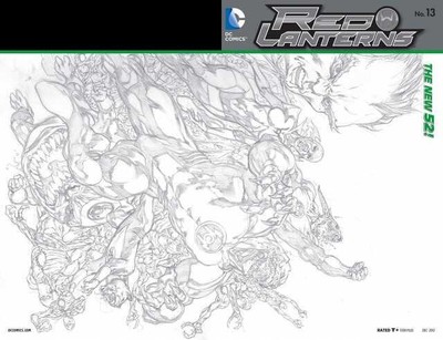 Red Lanterns #13B, 1:25 B&W Sketch Variant, NM 9.4, 1st Print, 2012, New 52