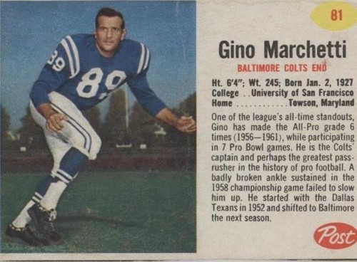 1962 Post Gino Marchetti #81