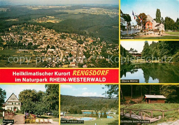 73673626 Rengsdorf Fliegeraufnahme Kuranlage Obere Muehle Kurpark Freibad Grillh