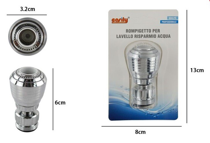 Aeratore Rompigetto Rubinetto Cucina Cromato Filtro Snodato 69269 dfh