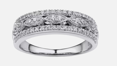 Finecraft 1/5 cttw Diamond Anniversary Band Ring in Sterling Silver, Size 7