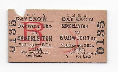 Railway Ticket LNER Somerleyton to Norwich Thorpe 3rd Day Excu...