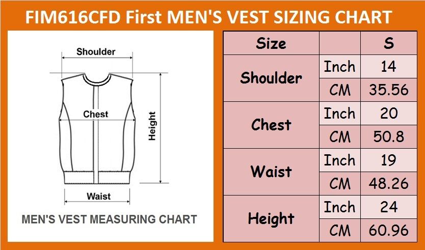 First Manufacturing Size Chart