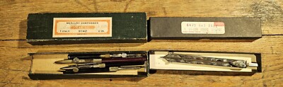 Lot Of Vintage Compass Bruning Germany Mercury 6'' More Drafting Tools