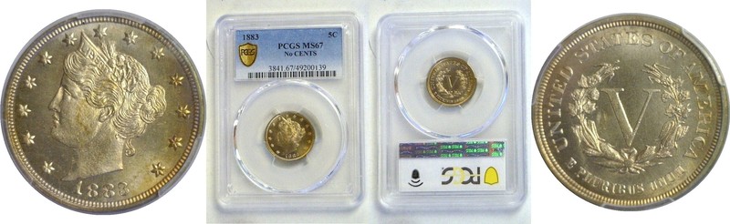 1883 N/C 5C Liberty Nickel - PCGS MS-67
