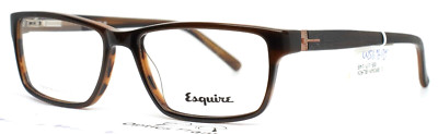 ESQUIRE 1501 Brown Black Mens Rectangle Full Rim Eyeglasses 55-17-145 B:34